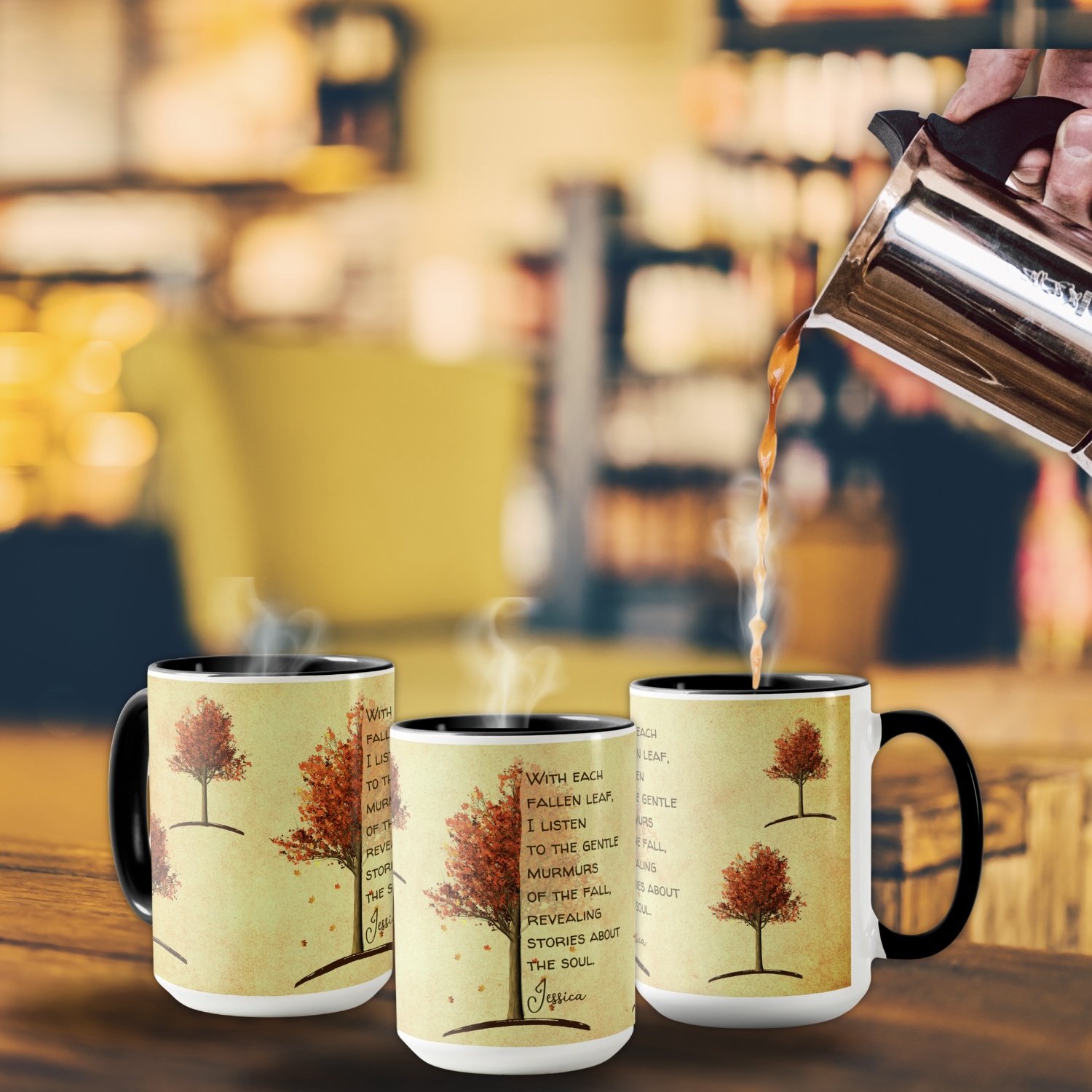 Three maple trees mug with inspirational quote.