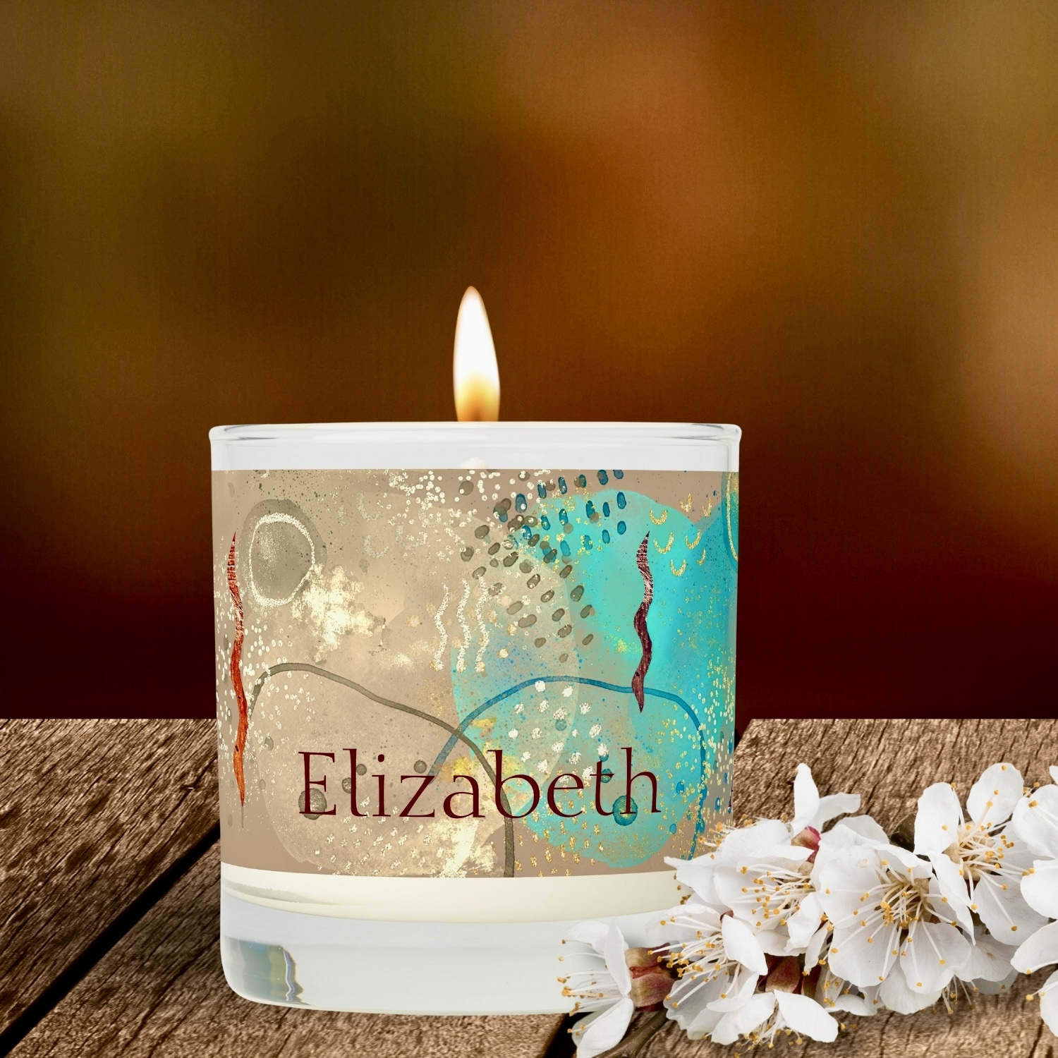 Turquoise Golden Scented Candle: Discover serenity with each flickering flame, echoing ancient wisdom.