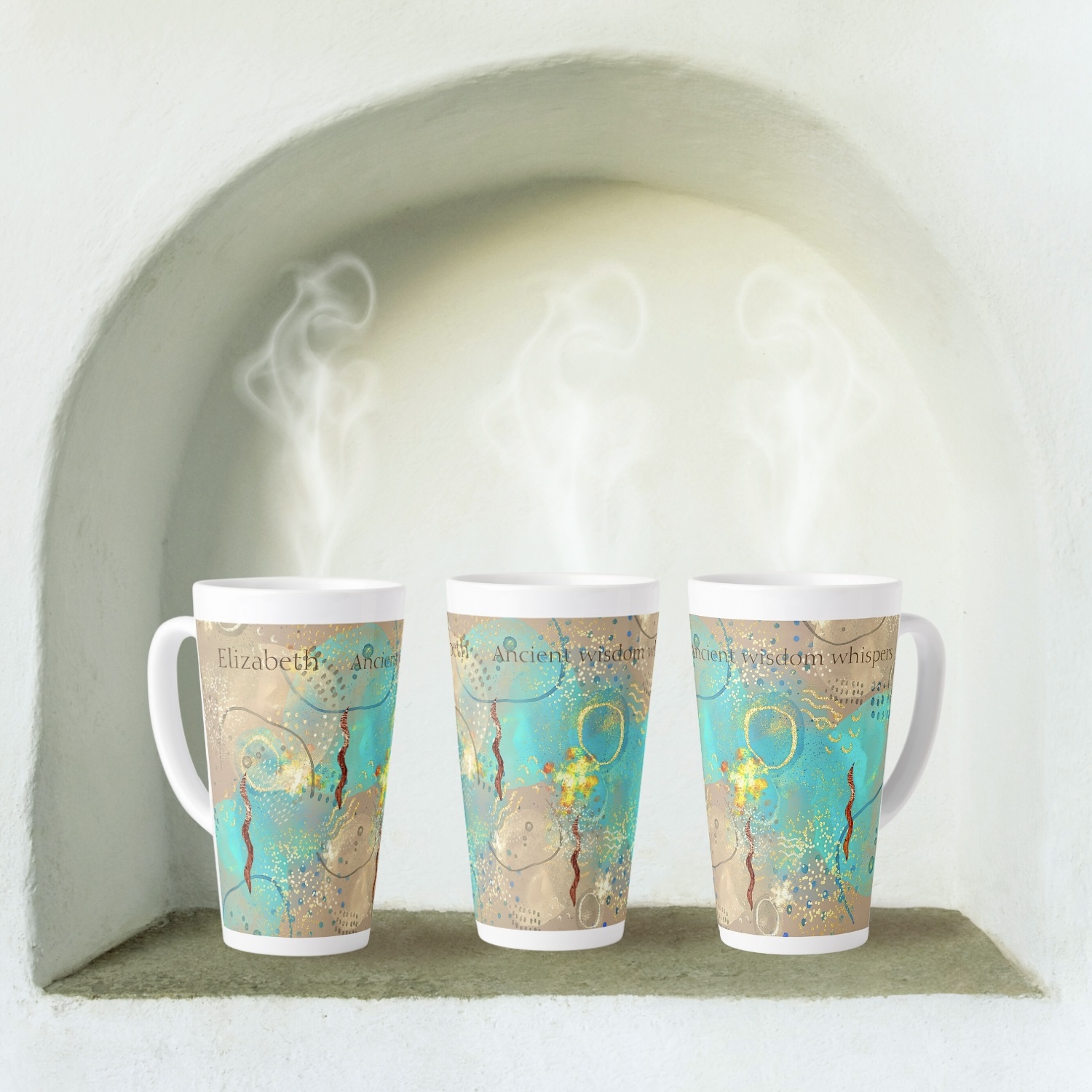 Turquoise Golden Mug: Find serenity in the timeless elegance of ancient wisdom